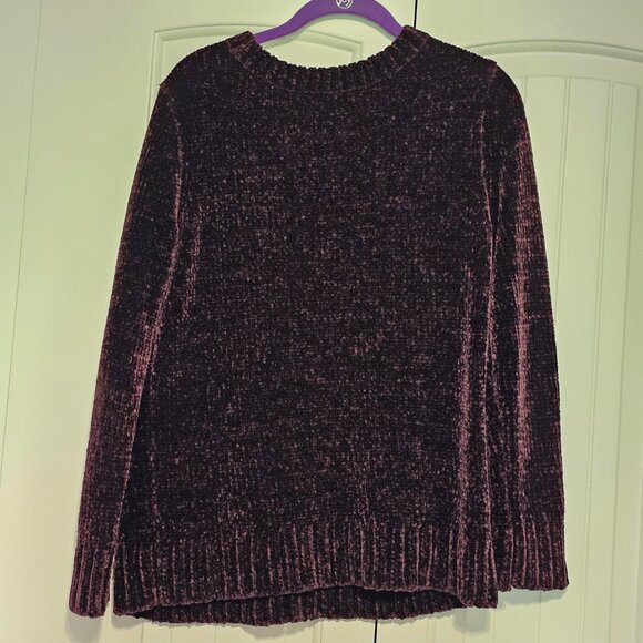 Women's Orvis Dark‎ Purple Chenille Long Sleeve Knit Pullover Sweater Size Small - Picture 2 of 6